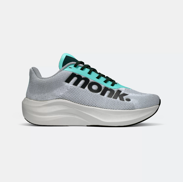 Zapatillas running Monk Performance Zero Minted Ice – vista general, upper blanco con detalles en menta